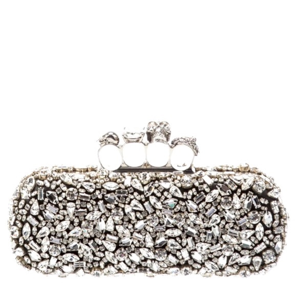 Alexander McQueen Swarovski Crystal Skull Four-Ring Box Clutch - Picture 4 of 17
